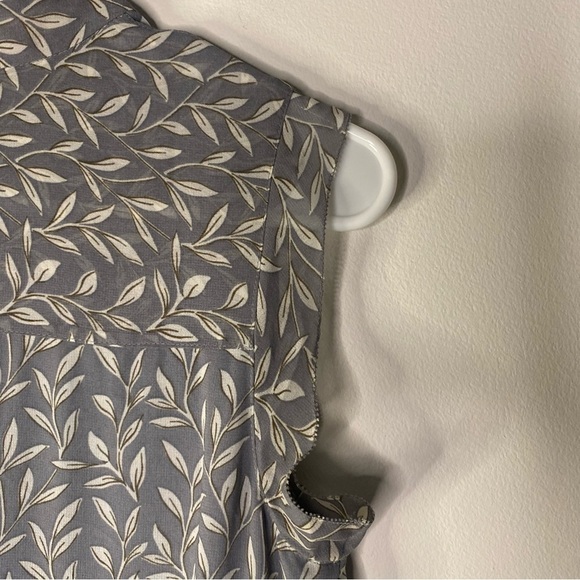 Madewell Grey Willow Leaf Print Sleeveless Sack Midi Dress Frilly Fairy Size 00 - Picture 13 of 16